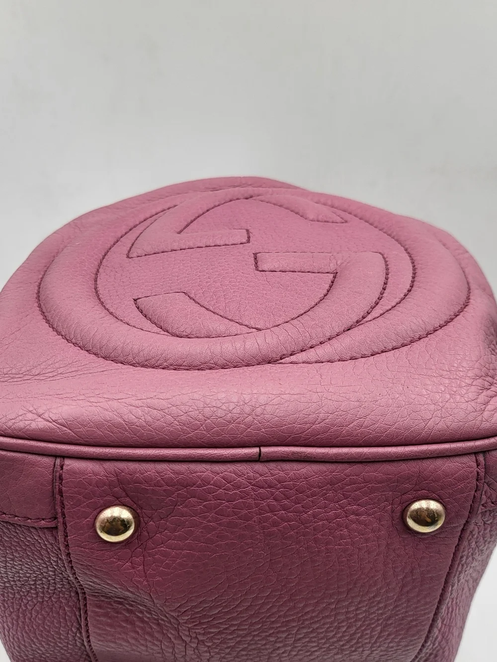 Gucci Soho Interlocking GG Boston 30 Pebbled Calfskin Satchel..Auth, w/COA.